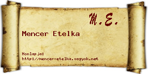 Mencer Etelka névjegykártya